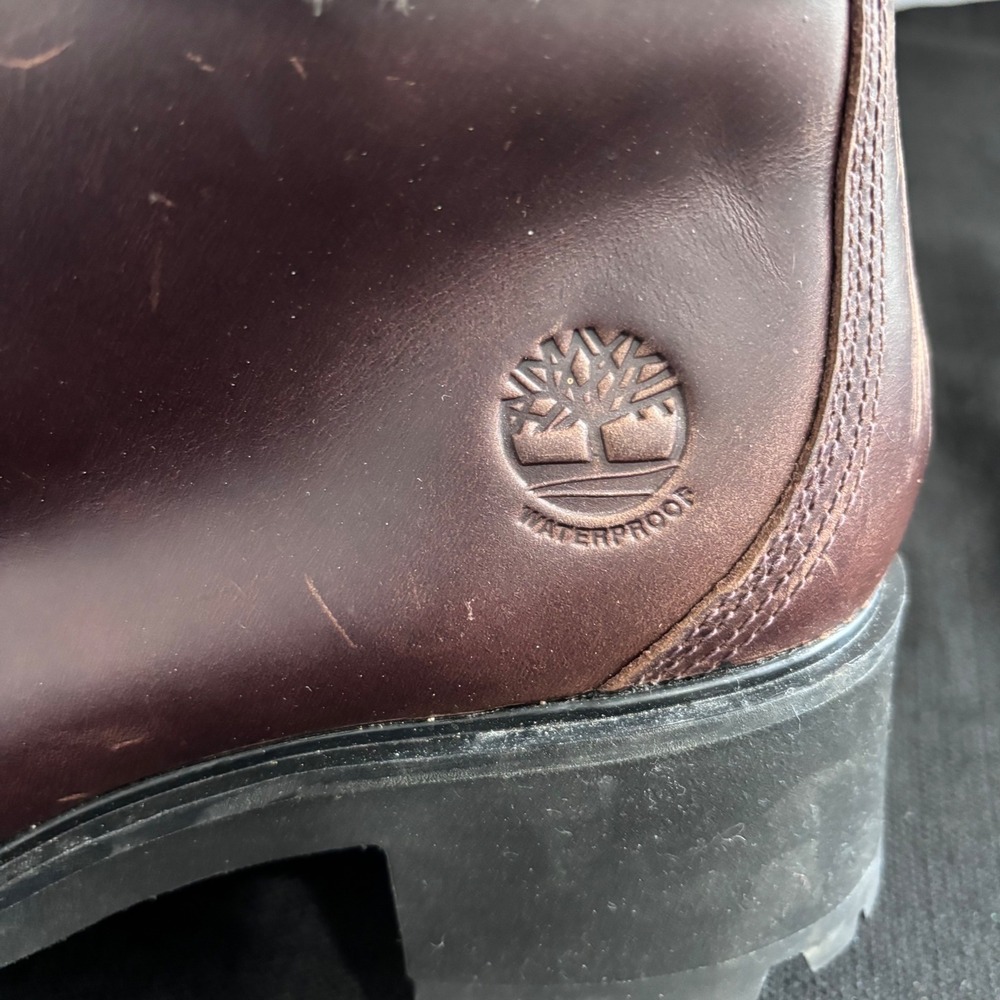 Timberland Kinsley 6 Inch Waterproof Burgundy Leather Faux Fur Boots Women 9.5 - Picture 6 of 11